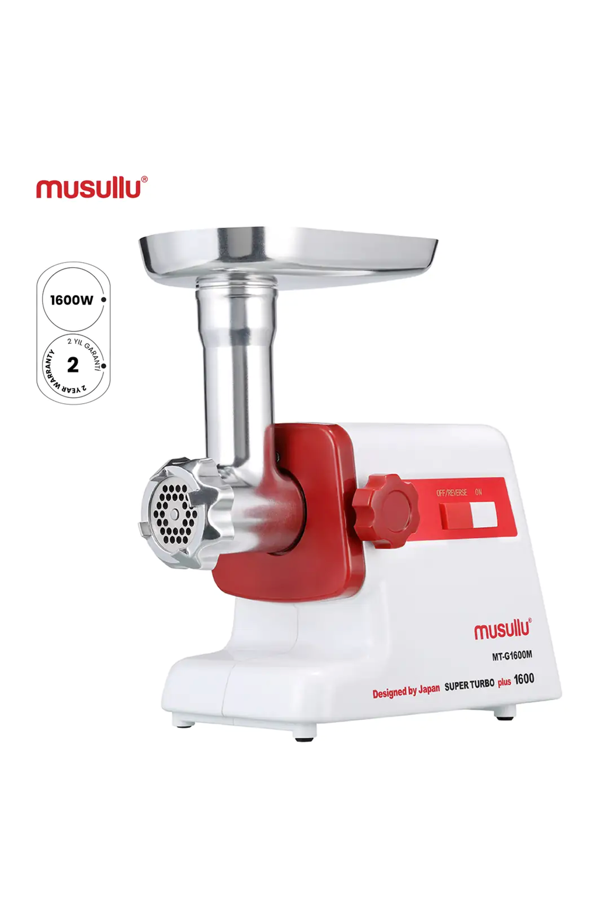 Musullu 1600w MT-G1600M Süper Turbo Et Kıyma Makinesi, Rende Başlıkları