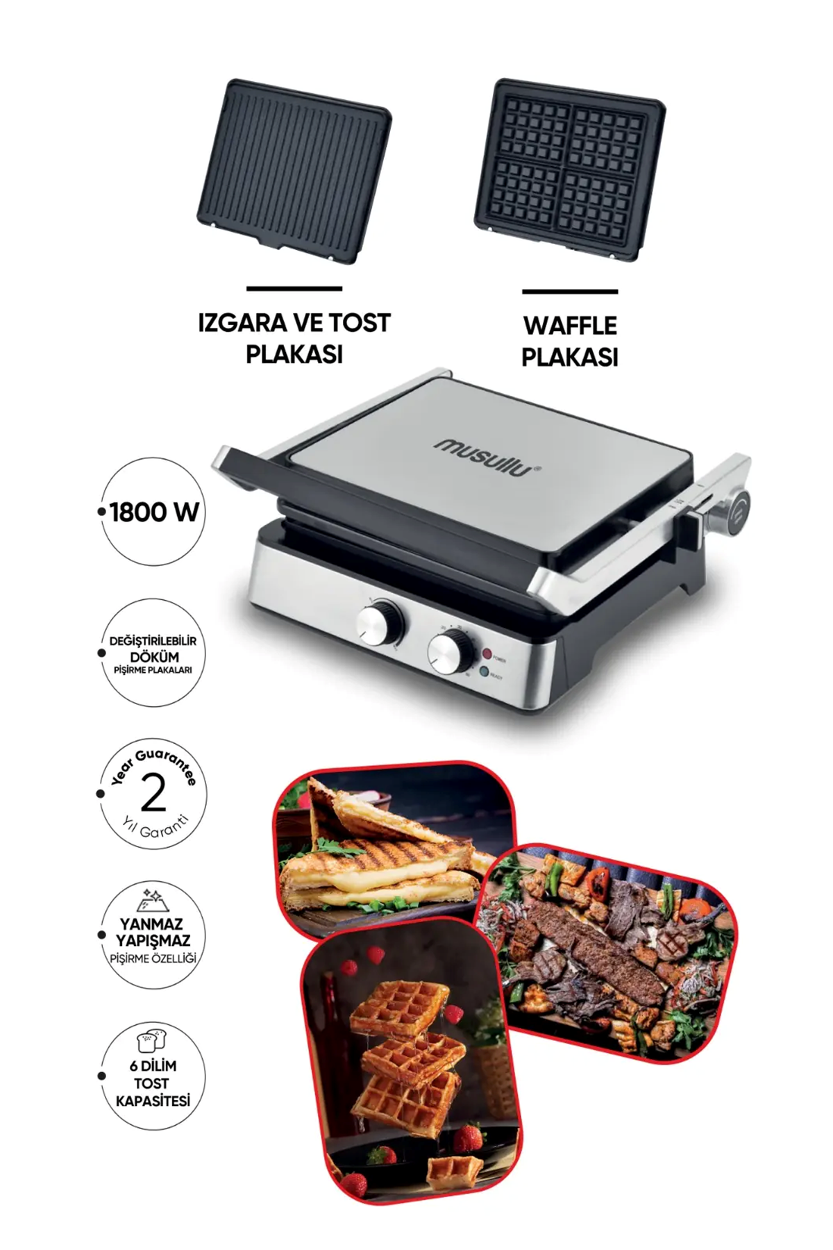 Musullu Izgara Tost Waffle Makinesi MSL-2037